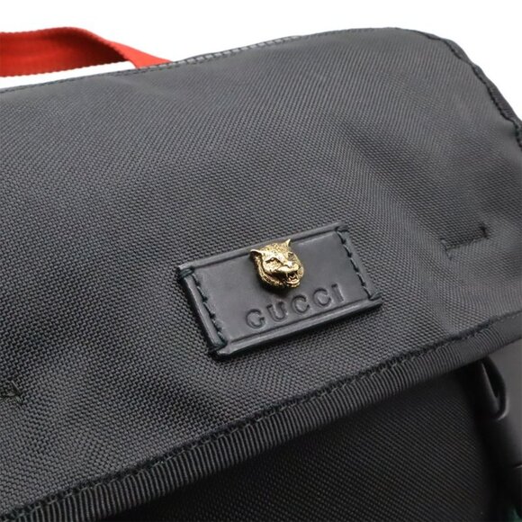 Gucci Techno Canvas Backpack Cat Head Leather Mesh Black Navy Red Green main image 8
